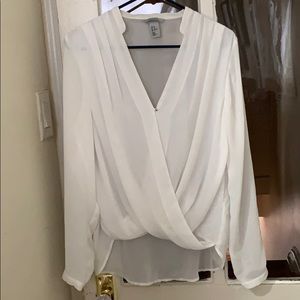 White V-Neck Blouse